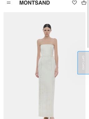 Montsand Ivory Brocade Strapless Pencil Dress | Size L (Fits M) | NWT